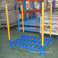 4round posts Tire Stacking Rack in yellow post and blue bottom